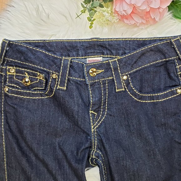 New True Religion Dark Wash Bootcut Bling Jeans - Picture 3 of 6